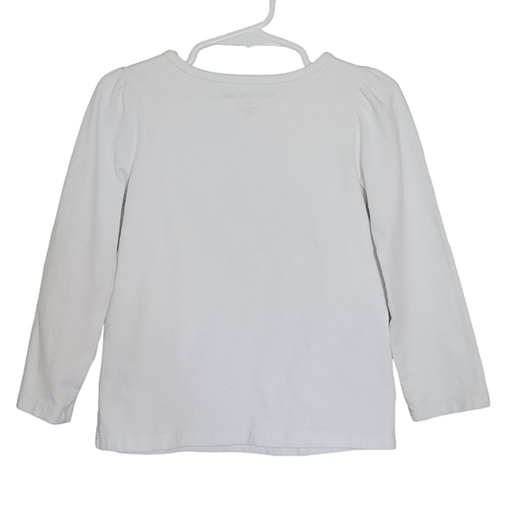 K1138 * Calvin Klein Girls Silver Heart Logo Long Sleeve Tee White Size 4T - Picture 3 of 6
